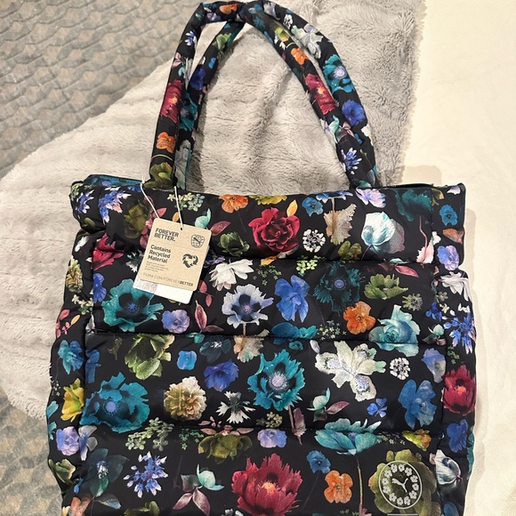 Floral Black Tote Bag - Picture 3 of 3